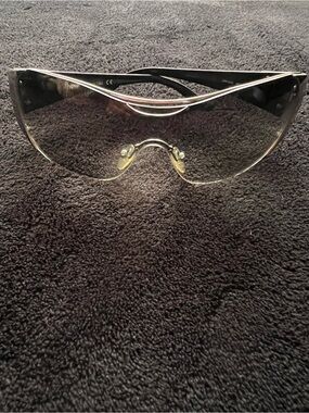 Prada Sniper Clear Shield Sunglasses with Silver Accents